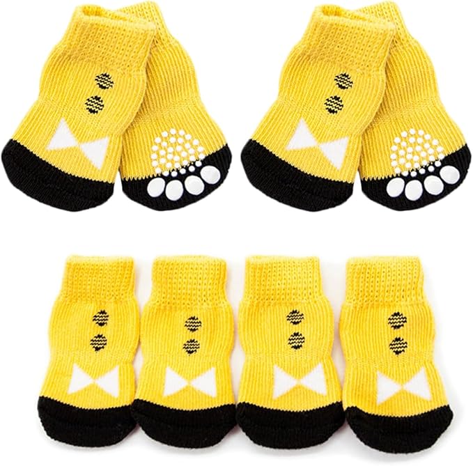 Luxshiny 4Pcs XL Pet Dog Socks Anti-Slip Cotton Footwear for Puppies Non-Slip Paw Protectors Skin-Friendly Comfortable Stockings for Cold Weather and Indoor Use