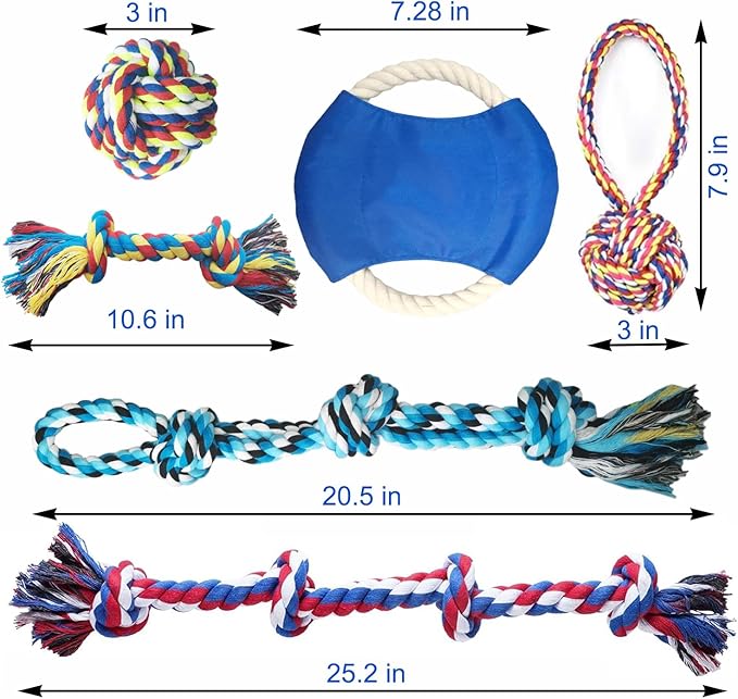 TUAHOO 6 Pack Dog Rope Toys for Small Medium Large Breed, Tough Chew Rope Tug Toy for Dogs, Flying Disc Fetch Toy Dog Rope Ball, Interactive Toy for Boredom, Puppy Teeth Cleaning