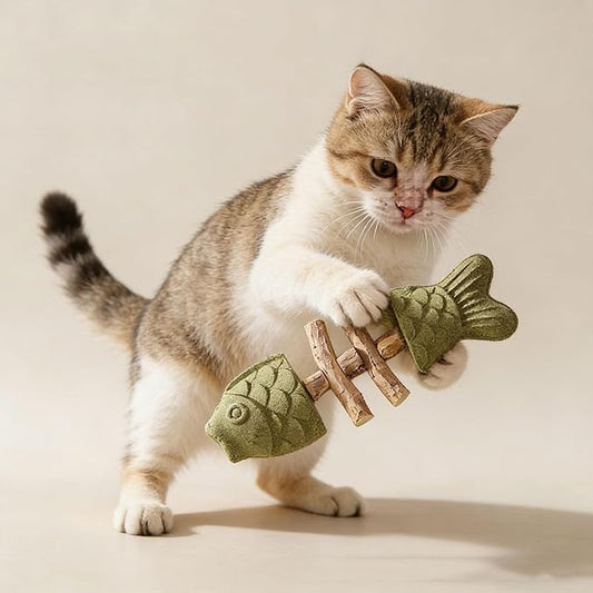 Purrident - Fix Cat Dental Health, Natural Dental Chew for Cats, Fishbone Shape Cat Teething Toy with Catnip, Durable Feline Tooth Care Tool for Indoor & Adult Cats (3PCS-A)