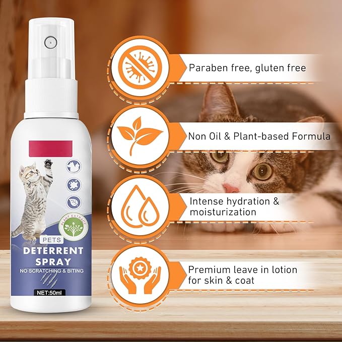 Cat Deterrent Spray, Spray 100% Natural Cat Spray Deterrent, Effectively Guides Training, Prevent Cat Scratching and Urine Marking Training Aid, Cat Deterrent for Indoor & Outdoor (Blue)