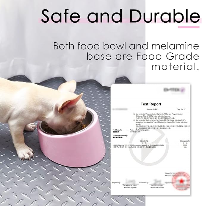 Super Design Mess Free 15° Slanted Bowl for Dogs and Cats, Tilted Angle Bulldog Bowl Pet Feeder, Non-skid & Non-spill, Easier to Reach Food M/1.5 Cup Light Pink