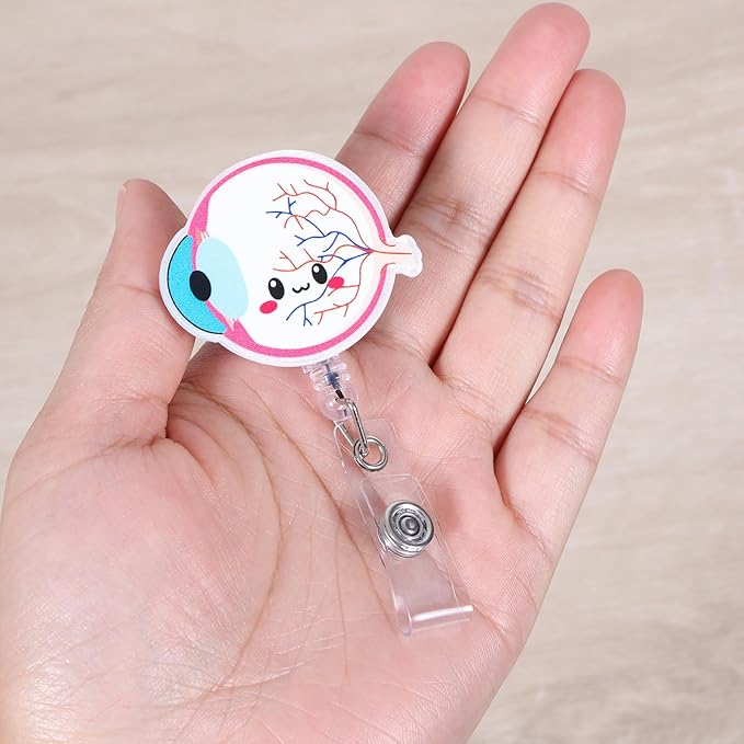 Funny Eye Anatomy Nurse Badge Reel, Cute Ophthalmology Retractable ID Badge Holder, Name Tag Badge Buddy for ECAs OD/MD Optician Optometrist Optometry Nursing Student Teacher Doctor Eye Care Advocates