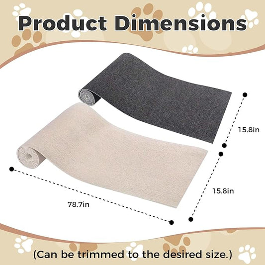huraty Cat Scratching Mat, Cat Scratchers Pad Indoor Outdoor Cat and Kitten, Trimmable Furniture Protector Scratching Cover for Cat Tree Steps Couch Corner Wall, Grey 1 Pcs 78.7"x15.8"