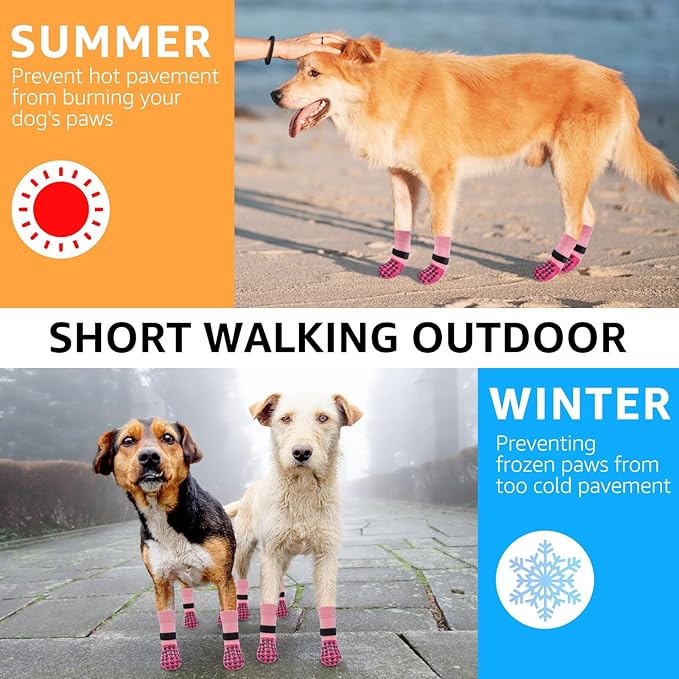 SCENEREAL Dog Socks to Prevent Licking Paws for Hardwood Floors Anti Slip, Dog Grippy Socks Shoes for Senior Small to Large Dogs, Dog Boots & Paw Protectors for Hot/Cold Scratching Pavement