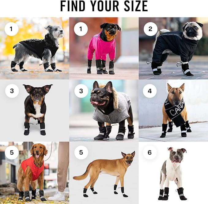 Canada Pooch Dog Winter Boots - Paw Protection, Anti-Slip Dog Shoes with Reflective Strap, Easy On for Small Medium Large Dog Booties - Black, Size 4