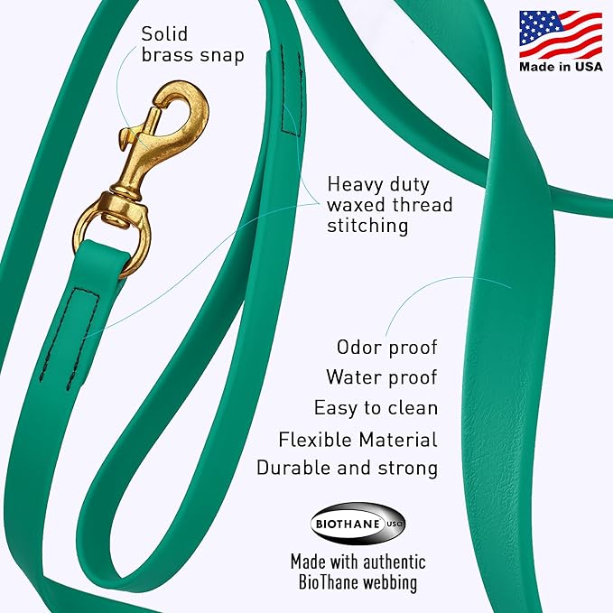 Viper K9 Biothane Working Dog Leash Waterproof Lead for Tracking Training Schutzhund Dog Sport and Search - Odor-Proof Long Line with Solid Brass Snap for Puppy Medium and Large - Water Friendly