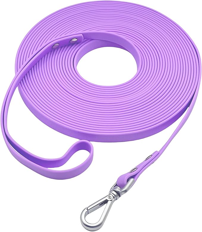 Dog Training Long Leash Waterproof Long Line Heavy Duty Outdoor Recall Lead 10ft 15ft 20ft 30ft 50ft for Small Medium Large Dog (Light Purple, 10FT)
