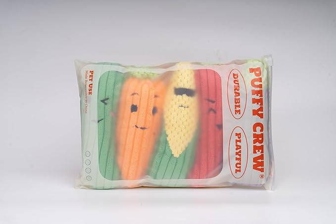 Squeaky Dog Plush Toy, Veggie Bite_Stick Collection, 8'', for Small and Medium Dogs (5 in 1)