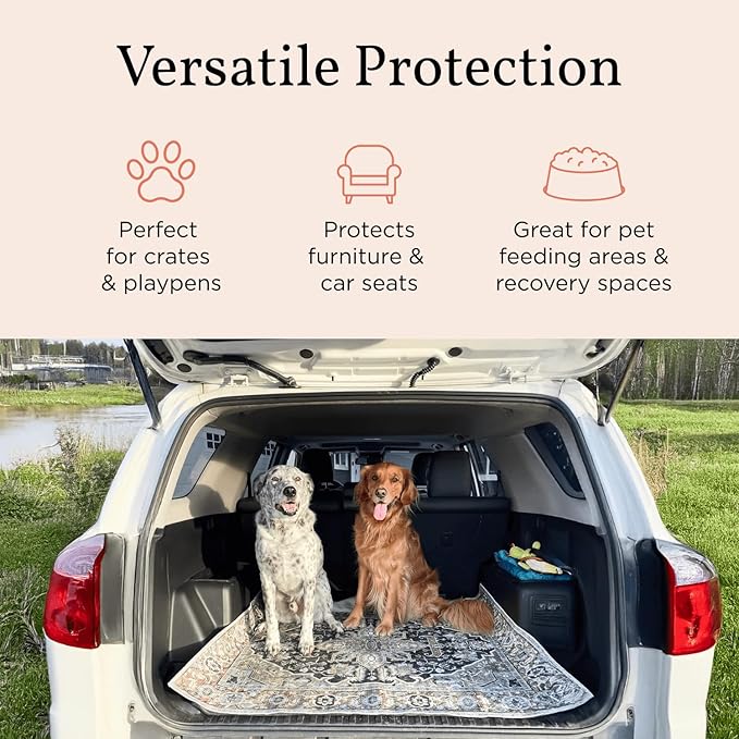 LOVEWAG Washable Dog Pee Pads, 36" x 48", Waterproof, Non-Slip, Super Absorbent, Reusable Machine-Washable, 2-Pack (Peacock Garden)