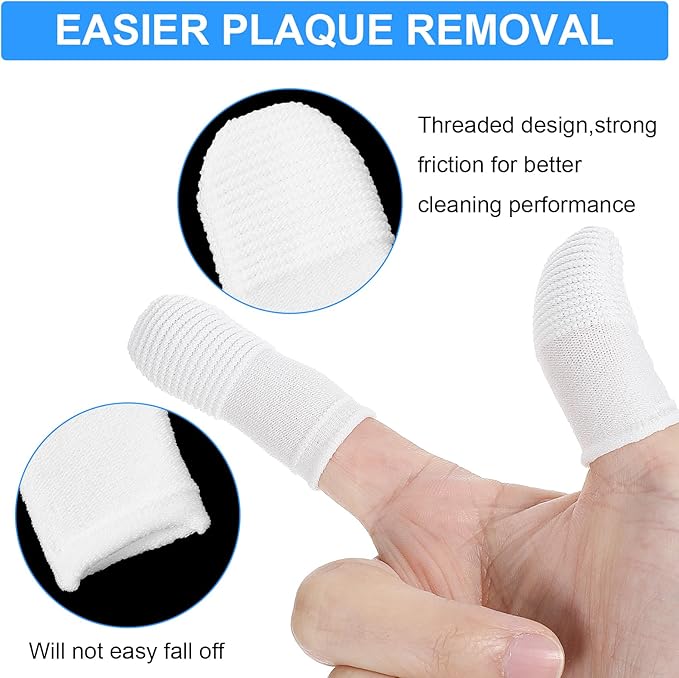 25Pcs Cat & Dog Toothbrush Finger Set for Dog & Cat, Reusable Soft Fabric Finger Toothbrush Kit Washable Oral Cleaning Wipes for Puppies Kittens at Home Dental Care (White and Clear)