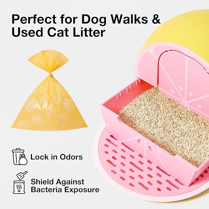 VETRESKA Dog Poop Bag Rolls Daisy Scented Leak-proof Pet Waste Bags Thick and Large Trash Bags for Dog Walking 36 Refill Rolls 540 Bags