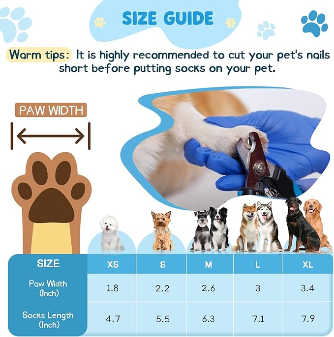 HeavenEye Anti Slip Dog Socks, Dog Paw Protectors Maximum Grip Prevent Licking Paws Slipping, Paw Protector for Hot & Cold Pavement Shoes Boots for Small Medium Large Senior Dogs(White Bone,M)