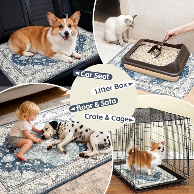 Washable Pee Pads for Dogs 2 Pack Reusable Puppy Training Pads 72"x72" Super Absorbent Waterproof Dog Training Pads, Non-Slip Potty Pads Whelping Pads Litter Mat Pet Supplies - Navy/Mix