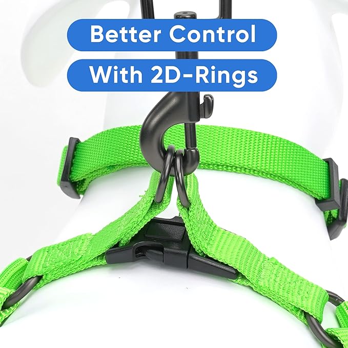 Pawtitas Personalized Dog & Puppy Harness Medium Green Custom ID Tag Adjustable No Pull Vest