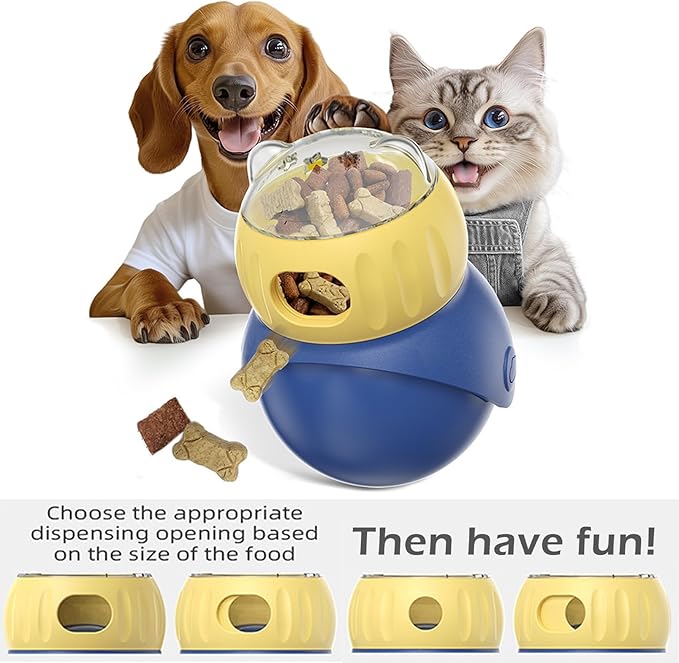 NESSICURE Pet Interactive Toys, Adjustable Treat Puzzle Food Dispenser Weight Loss Tumbler Slow Feeder Sliding Rolling Ball Enrichment Toy for Cats & Small Dogs