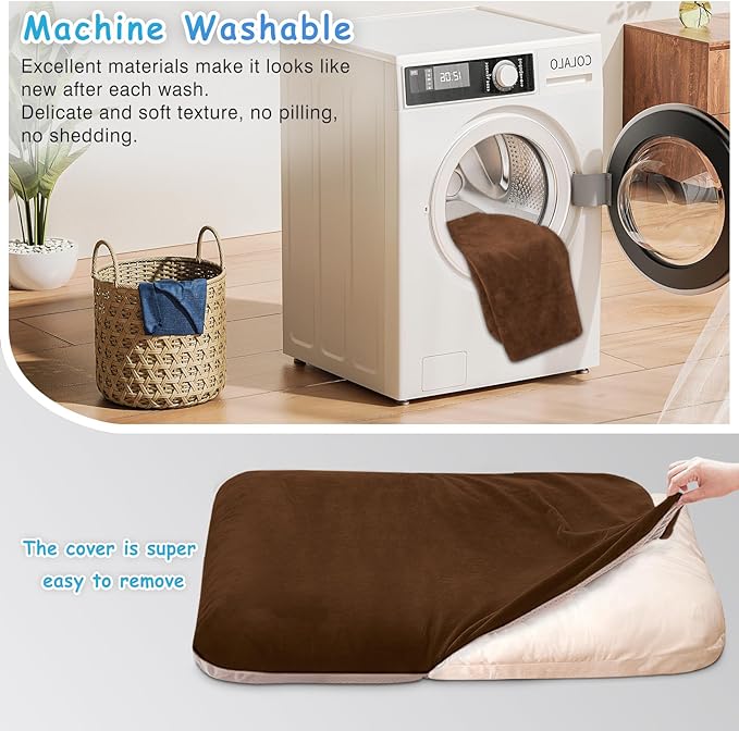 Magic Dog Super Soft Large Dog Bed Pad Mat Orthopedic Pet Beds 30 Inch Washable Anti Slip Dog Sleeping Mattress with Removable Cover, Dark Brown M