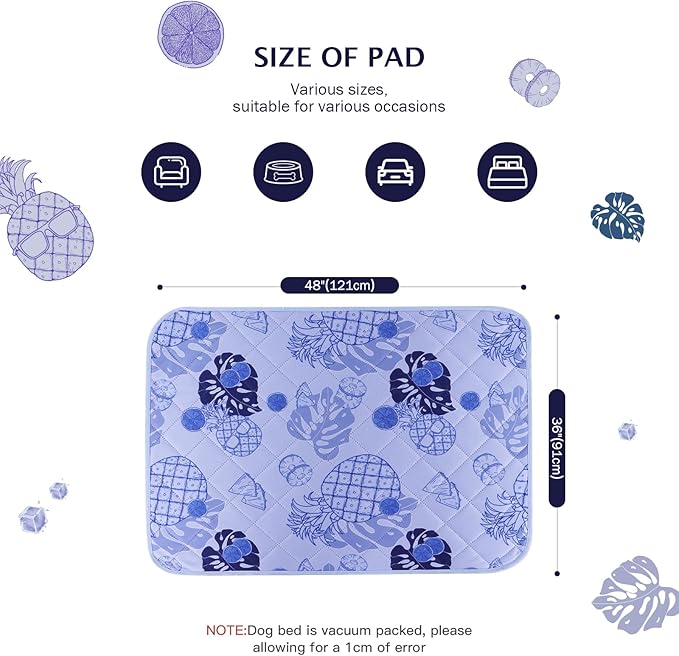 IEUUMLER Washable Pee Pads for Dogs, 2 Pack Non-Slip & Waterproof Pack Whelping Pad, Reusable Washable Puppy Potty Training Pad with Fast Absorbent for Playpen EU007 (Purple Pineapple, 36"X48"-2pcs)