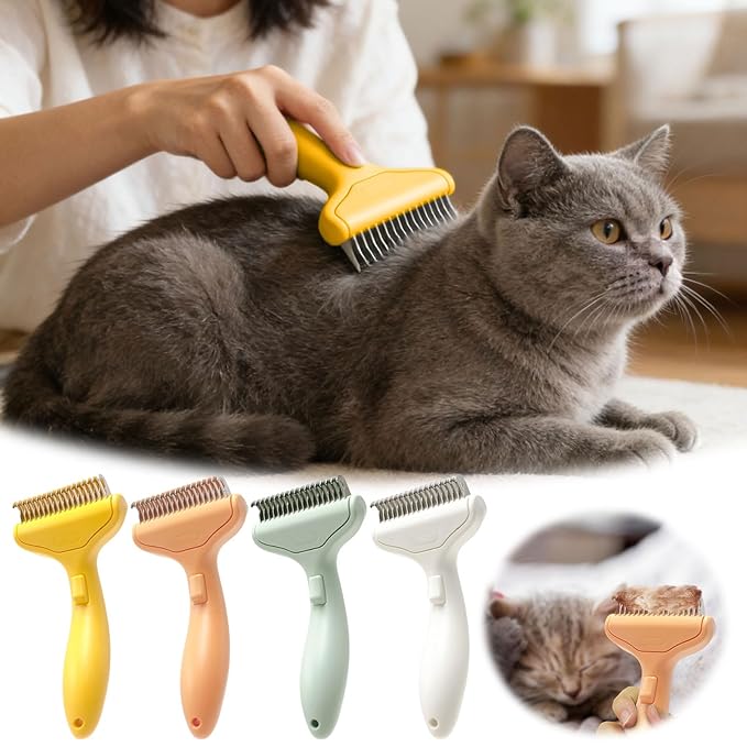 2026 Upgrade Cat Grooming Brush Self Cleaning, Self Cleaning Slicker Brush Small for Dog & Cat, Pet Grooming Deshedding Tool for Detangling & Dematting Long, Easy To Clean Loose Undercoat (Green#E)