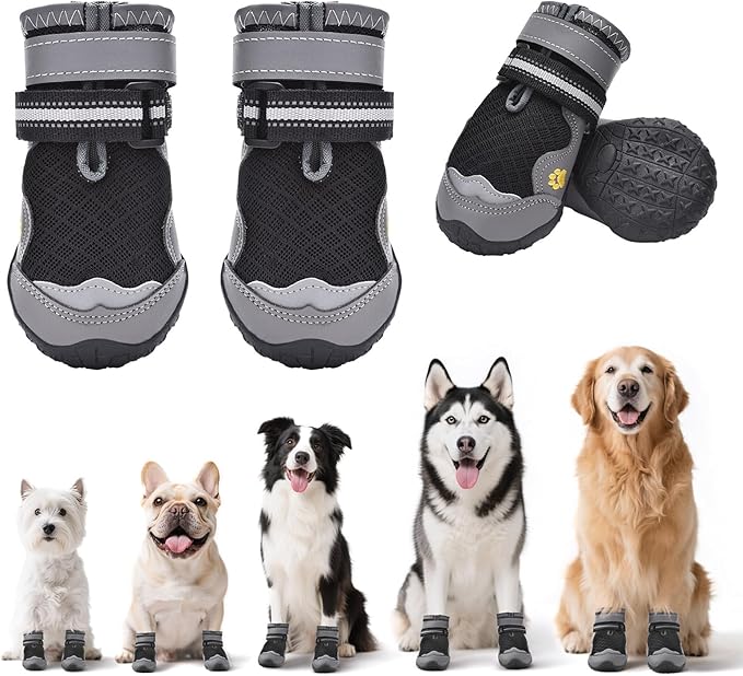 Hipaw Dog Shoes,Breathable Dog Boots for Hot Pavement,Non-Slip Paw Protector for Winter Snow,Lightweight Dog Booties for Small Medium Large Dogs,Outdoor Walking,Hiking,Indoor Hardwood Floor