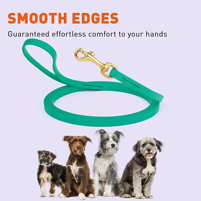 Viper Biothane K9 Working Dog Leash Waterproof Lead for Tracking Training Schutzhund Odor-Proof Long Line with Solid Brass Snap for Puppy Medium and Large Dogs, 10ft Teal