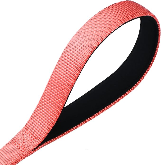 Premium 24 Inches Nylon Short Dog Leash with Heavy Duty Clasp and Soft Padded Handle for Large Medium Breed Dogs Daily Use Jogging,Walking,Training etc...(24 Inches, Living Coral)