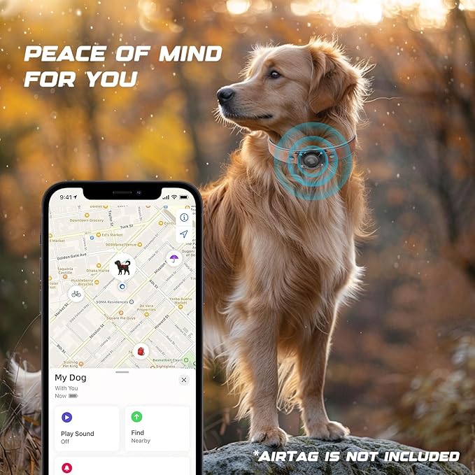 AirTag Dog Collar - Leather Dog Collar with Air Tag Holder | IPX8 Waterproof, Reflective, High - End, Adjustable Soft Padded | Dog GPS Tracker Collars Fit for Medium Large Dogs (MahoganyBrown, L)