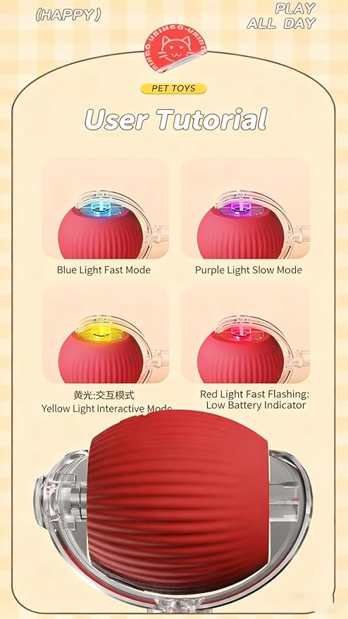 RightBliss W2026's Must-Have Pet Toy! This Automatic Ball Rolls 360° on Carpets, triggering Your pet's Natural Chase Instincts for Hours of Active Fun. The Ultimate Boredom Buster!(Mix-3pcs)