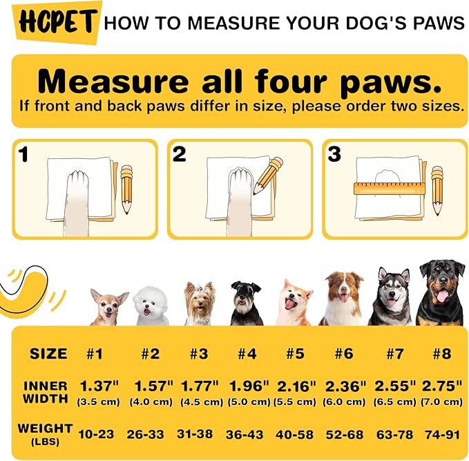 Hcpet Dog Shoes for Large Dogs, Waterproof Dog Booties for Small Medium Dogs, Anti-Slip Dog Boots & Paw Protectors for Hot Pavement Winter Snow Hiking with Reflective Straps Khaki Size 4