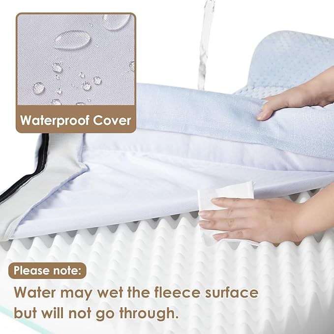 EHEYCIGA Memory Foam Dog Bed Medium Sized Dogs, Waterproof Dog Bed Orthopedic with Washable Removable Cover, Non-Slip Pet Bed Couch for Crate, 30x20x6 Inches, Washblue