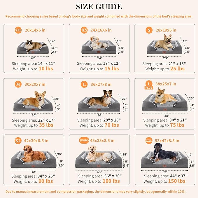 Comfort Expression Orthopedic Dog Bed for Small Dogs 24x16 Inch, Waterproof Supportive Egg Crate Foam Small Pet Bed with Removable Bolsters, Dog Couch with Washable Cover & Non-Slip Bottom, Grey