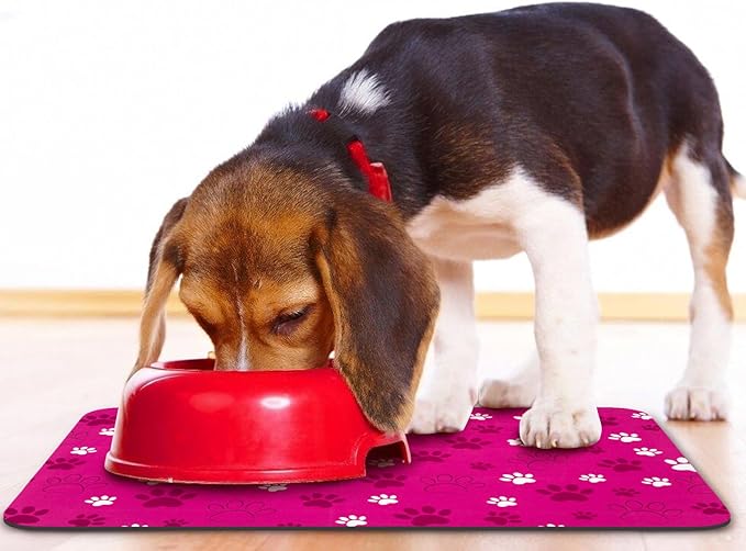 Dog Food Mat, Absorbent Water Bowl Mats Cat Pet Feeding Placemats Pink 24 * 32 inch