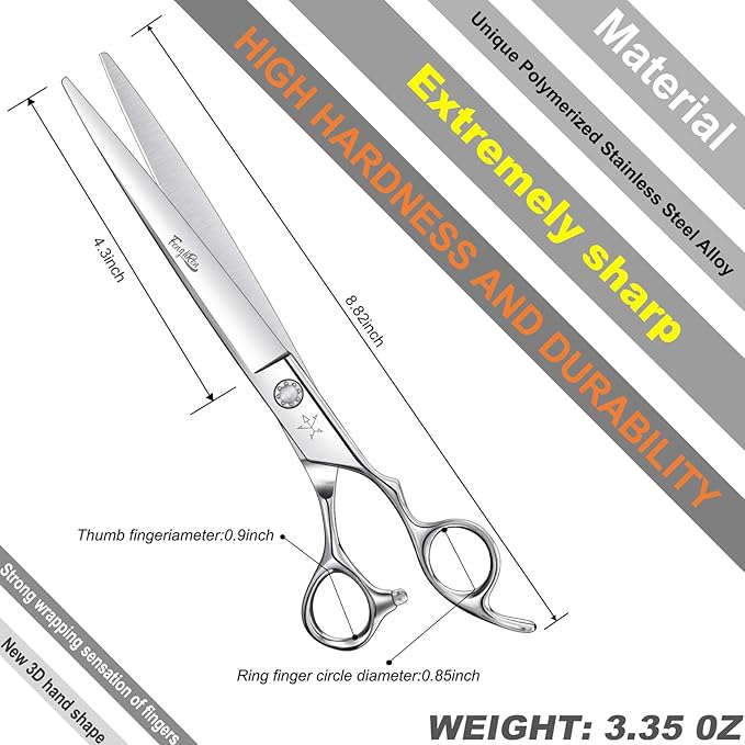High-end Professional Dog Grooming Scissors Pet Grooming Shears 8 Inches Extremely Very Sharp Made Of Stainless Steel Alloy By Hand For Dog Cat Groomer