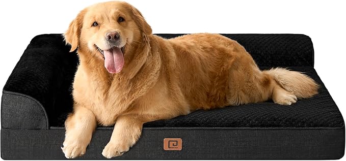 EHEYCIGA Memory Foam Dog Bed XLarge Sized Dogs, Extra Large Dog Bed Orthopedic with Washable Removable Cover, Waterproof XL Pet Bed Couch, 44x32x6.5 Inches, Black