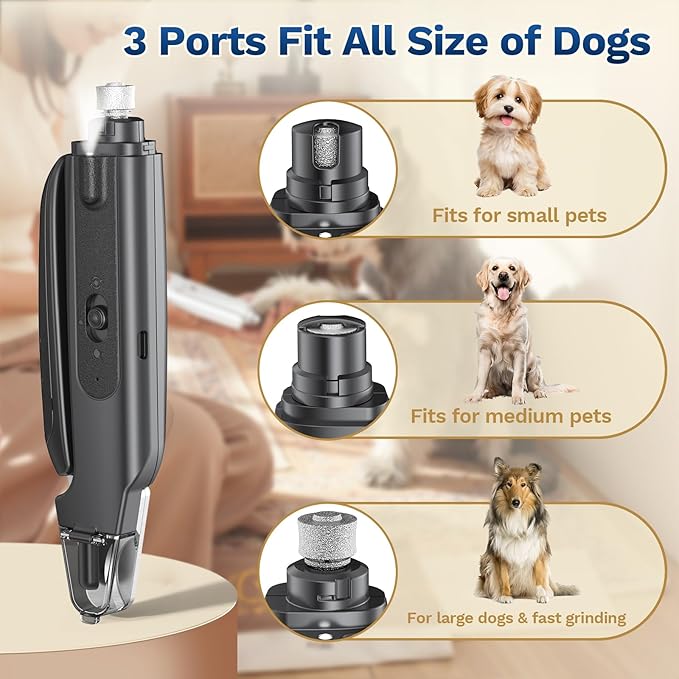 2-in-1 Dog Nail Clippers & Cat Nail Clippers Trimmers for Large Medium Small Dogs Cats Claw Trimmer Quick Sensor and Safety Guard USB Rechargeable with 2 LED Lights Dogs Nail Trimmer (Black)