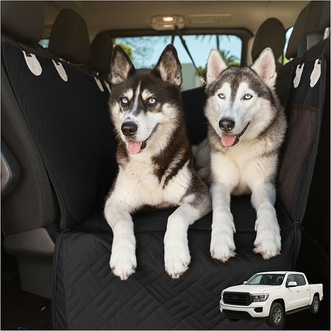 DOGGO Selection – Back Seat Pet Cover for Dogs, Premium Dog Hammock for Car with Hard Bottom | XL, Waterproof & Washable | Dog Car Seat Cover for Large | Fits Large SUV, Trucks (Black)