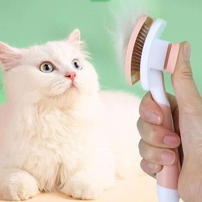 Cat Grooming Brush, Dog Slicker Brush for Dogs, Cat Brushes for Indoor Cats, Pets Skin Friendly Self Cleaning Slicker Massage Brushes for Shedding Dogs Cats,Hair Gentle Remove Loose Undercoat(Green)