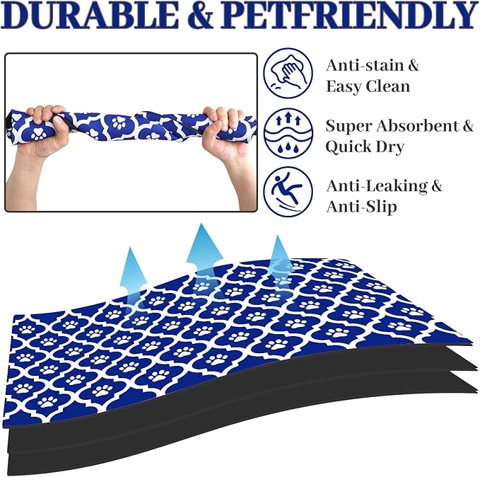Dog Food Mat 12X20 Inch Pet Feeding Absorbent Mats for Floor Cat Water Bowl Placemats Non-Slip Washable Dog Mat for Food and Water
