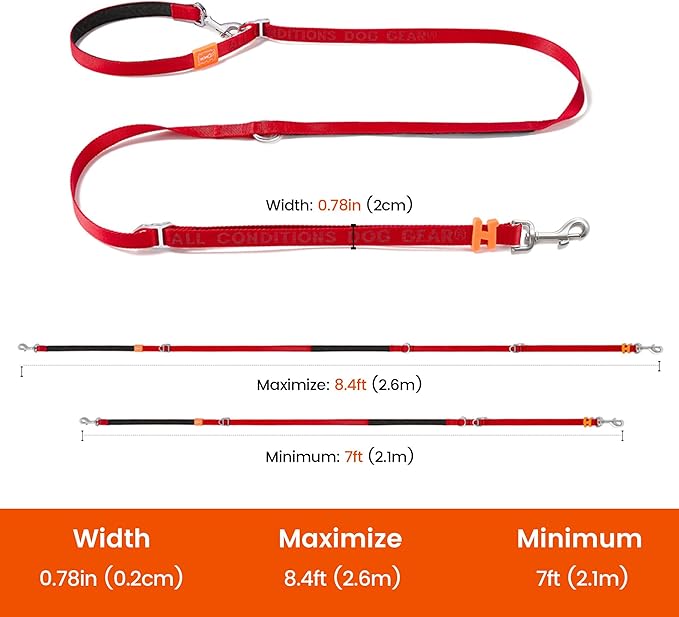 HOWGO Hands Free Dog Leash with Padded Handle,Multifunctional Crossbody Waist Leash for Walking Running Jogging Training,7.5 FT Nylon Adjustable Length for All Breeds(MintGreen, Standard)