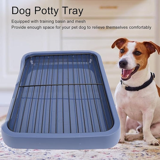 Dog Potty Tray Toilet, Odorless Portable Puppy Potty Pad Holder with Grille for Small Medium Dogs Hygienic Removable Mesh Design Sturdy PP Material 18.11x13.78x1.97in