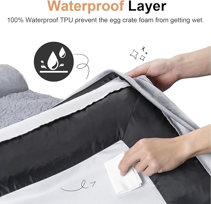 Medium Large Dog Bed Orthopedic Washable: Beds Bolster Medium Large Sized Dog Bed Egg Crate Foam Couch Sofa Waterproof with Removable Cover