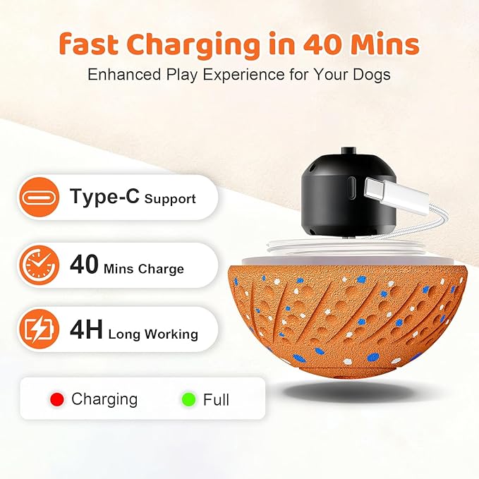 Sankell Interactive Dog Ball Toy - Smart Moving Bouncing Dog Ball with RGB Lights, E-TPU Material, 3 Play Modes Automatic Rolling Balls Toy for Small Medium Dogs Keep Them Busy(Orange)