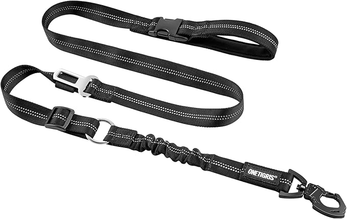 Onetigris Pet Dog Cat Seat Belts, Car Headrest Restraint Adjustable Safety Leads Vehicle Seatbelt Harness(Black)