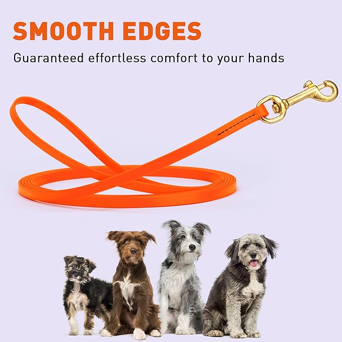 Viper K9 Biothane Working Dog Leash Waterproof Lead for Tracking Training Schutzhund Dog Sport & Search - Odor-Proof Long Line with Solid Brass Snap for Puppy Medium and Large 3/8" x 15ft HunterOrange