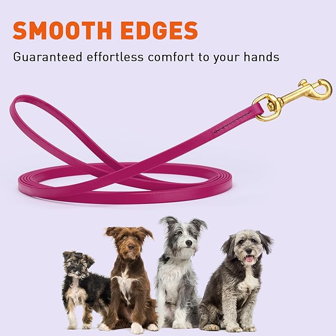 Viper Biothane K9 Working Dog Leash Waterproof Lead for Tracking Training Schutzhund Odor-Proof Long Line with Solid Brass Snap for Puppy Medium and Large Dogs, 15ft Magenta Pink
