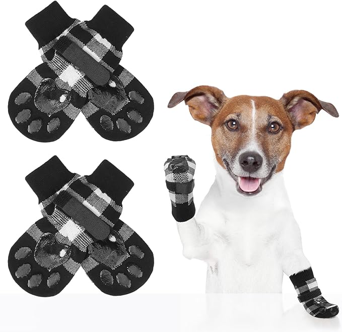 SCENEREAL Anti Slip Dog Socks to Prevent Licking Paws for Hardwood Floors, Double Sides Dog Shoes Boots & Paw Protectors for Hot/Cold Pavement, Dog Grippy Booties for Small Medium Large Senior Dogs
