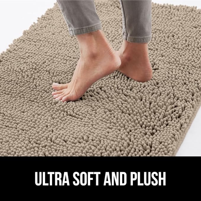 GORILLA GRIP SOAKSTOPPER Dog Door Mat, 60x36 Machine Washable Rug Absorbent Doormat Captures Moisture Mud Dirt, Quick Dry Soft Chenille Entryway Rugs Indoor Entrance Mats for Dog Paws, Beige