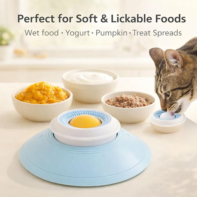 Slow Feeder Dog Lick Sphere, Interactive Lick Bowl for Dogs & Cats, Ball-Shaped Liquid Food Feeder, Non-Slip Enrichment Toy for Wet Food & Treats (Yellow)