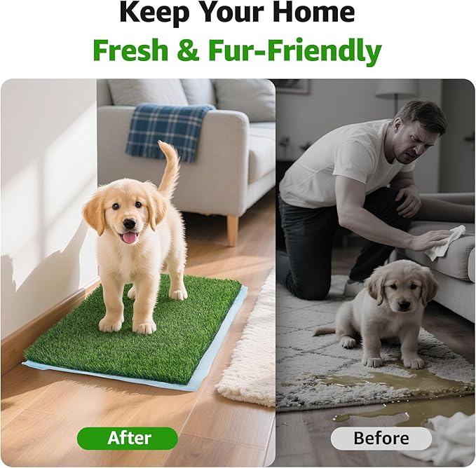Fake Grass for Dogs - Artificial Pee Grass for Dog Potty Tray Training Pet Turf - Indoor and Outdoor Mat for Pet Training with Drainage Hole (39.4" X 19.7")