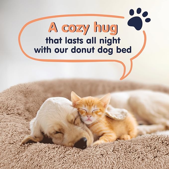 Donut Dog Bed - Premium Comfort for Anxiety Relief - Fluffy & Calming Design with Ultra-Plush Support | Cozy Round Dog Bed with Super Soft Circle Style (Pink, X-Large)