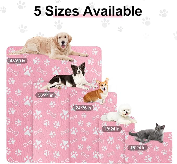 BEAUTYZOO 4 Pack Washable Pee Pads for Dogs, Reusable Puppy Pads for Potty Training, Waterproof Super Absorbent Wee Wee Pads for Dogs Non-Slip, Pet Whelping Mats Playpen Dog Crate Floors, 24IN x 36IN